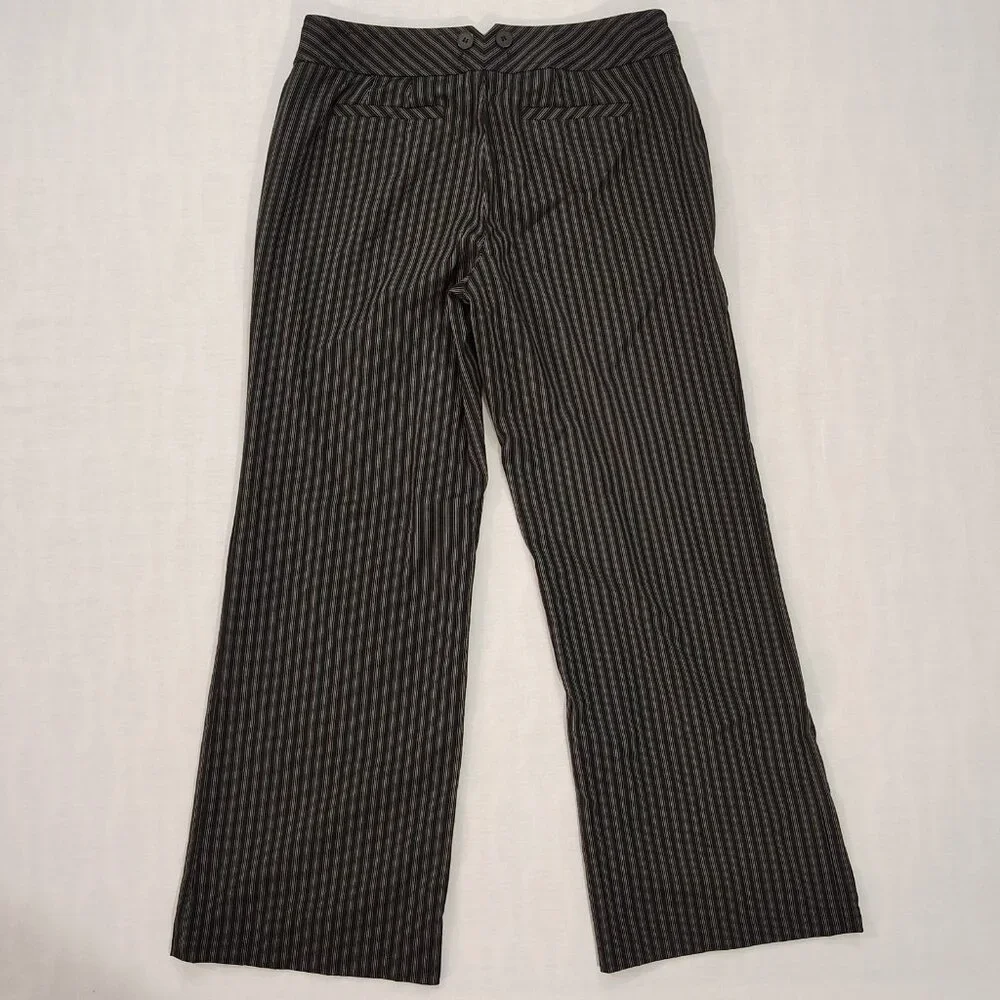 Ann Taylor Loft Julie Trouser Dress Pants Womens Size 6 Pinstripe Wide Leg Black - Picture 2 of 15